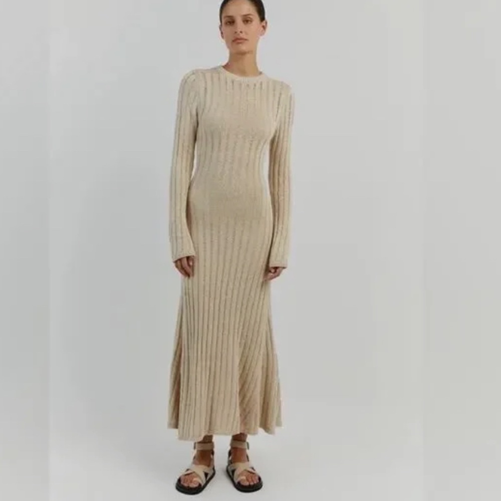 DISSH Beige Ribbed Maxi Dress